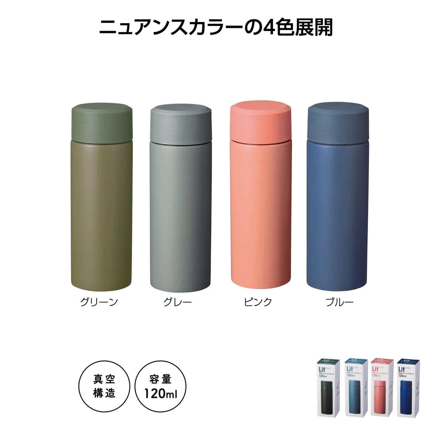 リット 真空ステンレスボトル120ml【単価328円(税込)】【120個】