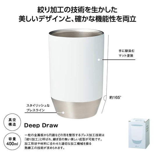 真空保冷温タンブラー400ml ｿﾛ (ﾎﾜｲﾄ)【単価438円(税込)】【80個】