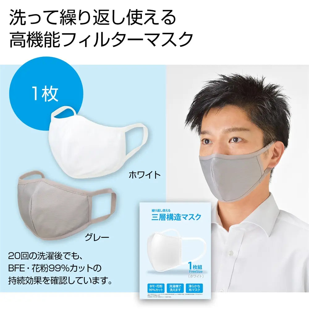 繰り返し使える　三層構造マスク１枚【単価109円(税込)】【200個】